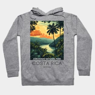 A Vintage Travel Illustration of Corcovado National Park - Costa Rica Hoodie